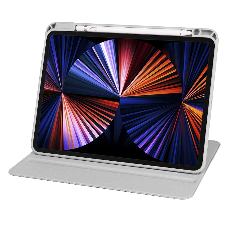 For iPad Pro 13 2024 Acrylic 360 Degree Rotation Holder Leather Tablet Case(Fog Grey)