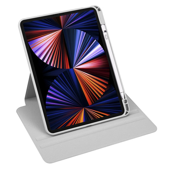 For iPad Pro 13 2024 Acrylic 360 Degree Rotation Holder Leather Tablet Case(Fog Grey)