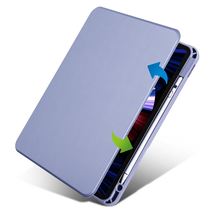 For iPad Pro 13 2024 Acrylic 360 Degree Rotation Holder Leather Tablet Case(Lavender Purple)