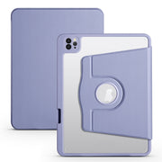 For iPad Pro 13 2024 Acrylic 360 Degree Rotation Holder Leather Tablet Case(Lavender Purple)