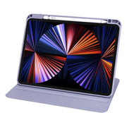 For iPad Pro 13 2024 Acrylic 360 Degree Rotation Holder Leather Tablet Case(Lavender Purple)
