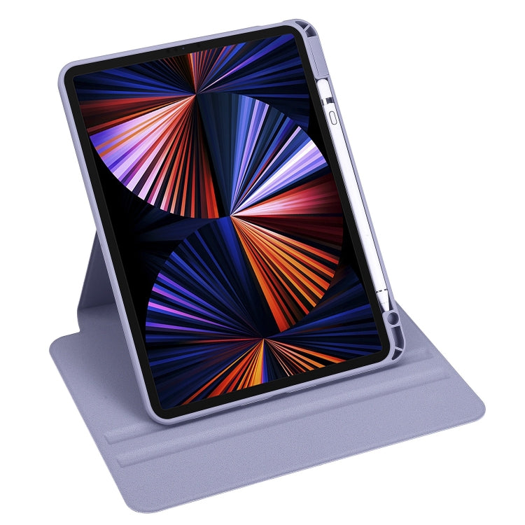 For iPad Pro 13 2024 Acrylic 360 Degree Rotation Holder Leather Tablet Case(Lavender Purple)