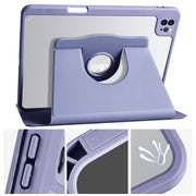 For iPad Pro 13 2024 Acrylic 360 Degree Rotation Holder Leather Tablet Case(Lavender Purple)