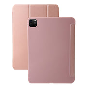 For iPad Pro 13 2024 Three-fold Holder Flip Tablet Leather Case(Rose Gold)