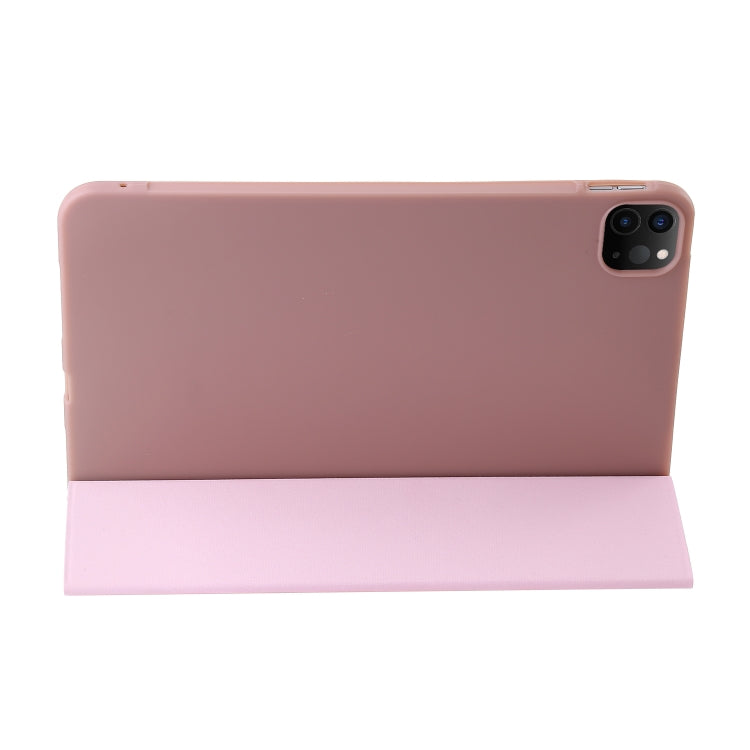 For iPad Pro 13 2024 Three-fold Holder Flip Tablet Leather Case(Rose Gold)