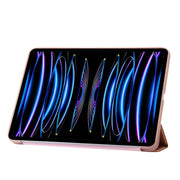 For iPad Pro 13 2024 Three-fold Holder Flip Tablet Leather Case(Rose Gold)