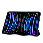 For iPad Pro 13 2024 Three-fold Holder Flip Tablet Leather Case(Dark Blue)