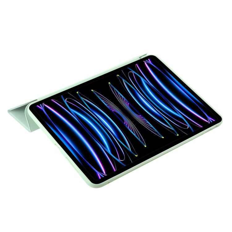 For iPad Pro 13 2024 Three-fold Holder Flip Tablet Leather Case(Mint Green)