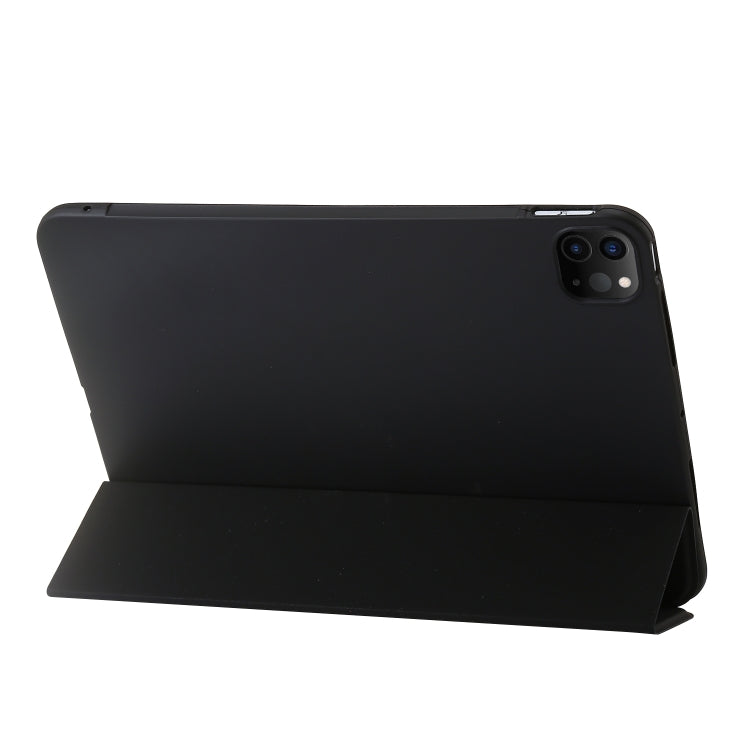 For iPad Pro 13 2024 Three-fold Holder Flip Tablet Leather Case(Black)