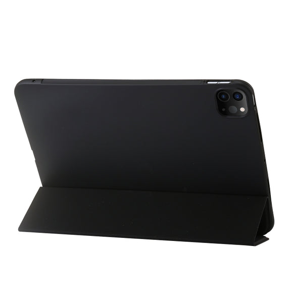 For iPad Pro 13 2024 Three-fold Holder Flip Tablet Leather Case(Black)