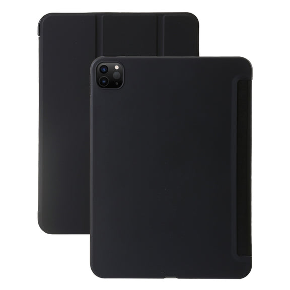For iPad Pro 13 2024 Three-fold Holder Flip Tablet Leather Case(Black)