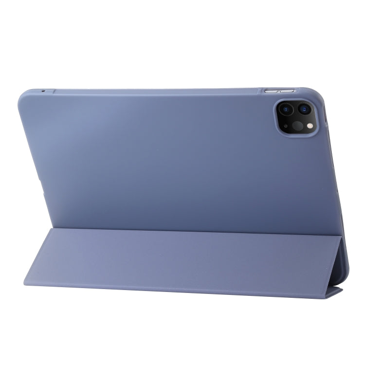 For iPad Pro 13 2024 Three-fold Holder Flip Tablet Leather Case(Purple)