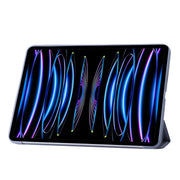 For iPad Pro 13 2024 Three-fold Holder Flip Tablet Leather Case(Purple)