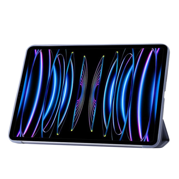 For iPad Pro 13 2024 Three-fold Holder Flip Tablet Leather Case(Purple)