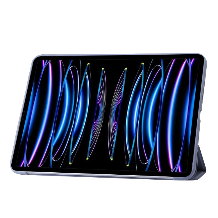 For iPad Pro 13 2024 Three-fold Holder Flip Tablet Leather Case(Purple)