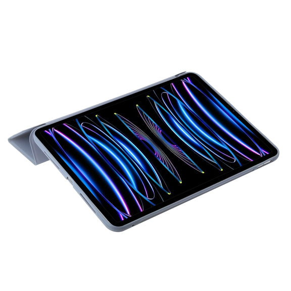 For iPad Pro 13 2024 Three-fold Holder Flip Tablet Leather Case(Purple)