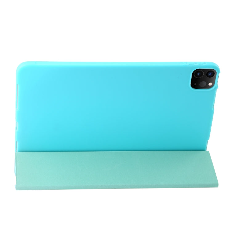 For iPad Pro 13 2024 Three-fold Holder Flip Tablet Leather Case(Mint Blue)
