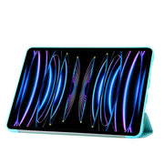 For iPad Pro 13 2024 Three-fold Holder Flip Tablet Leather Case(Mint Blue)