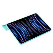 For iPad Pro 13 2024 Three-fold Holder Flip Tablet Leather Case(Mint Blue)