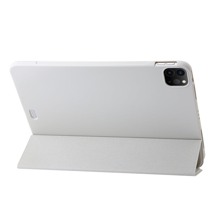 For iPad Pro 13 2024 Three-fold Holder Flip Tablet Leather Case(Grey)