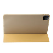 For iPad Pro 13 2024 Three-fold Holder Flip Tablet Leather Case(Gold)