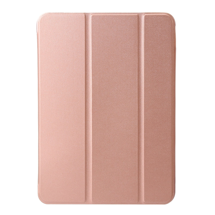 For iPad Air 13 2024 Three-fold Holder Flip Tablet Leather Case(Rose Gold)