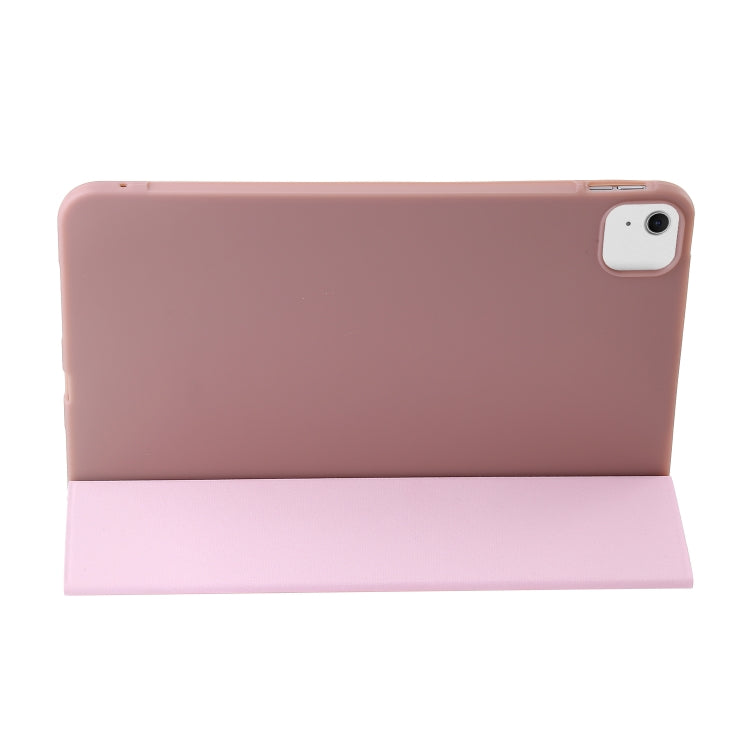 For iPad Air 13 2024 Three-fold Holder Flip Tablet Leather Case(Rose Gold)