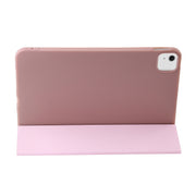 For iPad Air 13 2024 Three-fold Holder Flip Tablet Leather Case(Rose Gold)