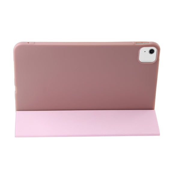For iPad Air 13 2024 Three-fold Holder Flip Tablet Leather Case(Rose Gold)