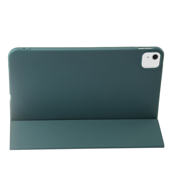For iPad Air 13 2024 Three-fold Holder Flip Tablet Leather Case(Dark Green)