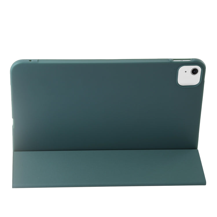 For iPad Air 13 2024 Three-fold Holder Flip Tablet Leather Case(Dark Green)