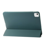 For iPad Air 13 2024 Three-fold Holder Flip Tablet Leather Case(Dark Green)