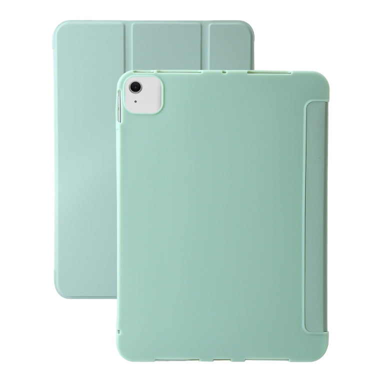 For iPad Air 13 2025 / 2024 Three-fold Holder Flip Tablet Leather Case(Mint Green)