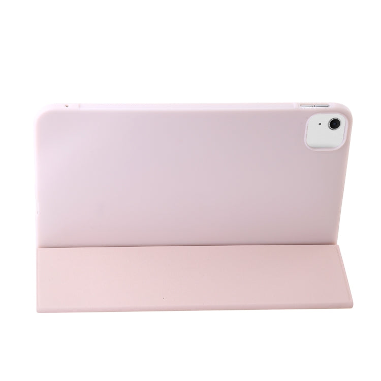 For iPad Air 13 2024 Three-fold Holder Flip Tablet Leather Case(Light Pink)