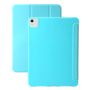 For iPad Air 13 2024 Three-fold Holder Flip Tablet Leather Case(Mint Blue)