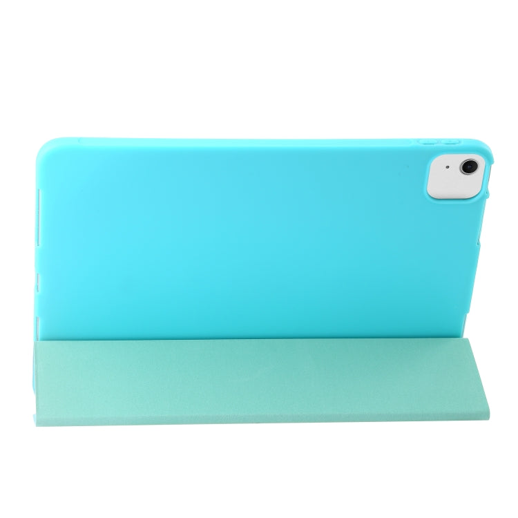 For iPad Air 13 2024 Three-fold Holder Flip Tablet Leather Case(Mint Blue)