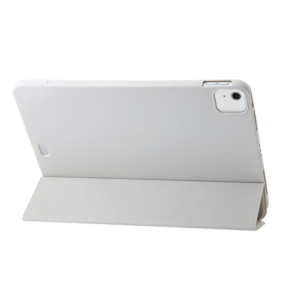 For iPad Air 13 2024 Three-fold Holder Flip Tablet Leather Case(Grey)