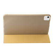 For iPad Air 13 2024 Three-fold Holder Flip Tablet Leather Case(Gold)