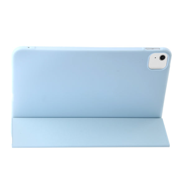 For iPad Air 11 2024 Three-fold Holder Flip Tablet Leather Case(Sky Blue)