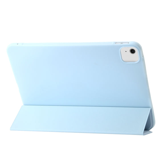 For iPad Air 11 2024 Three-fold Holder Flip Tablet Leather Case(Sky Blue)