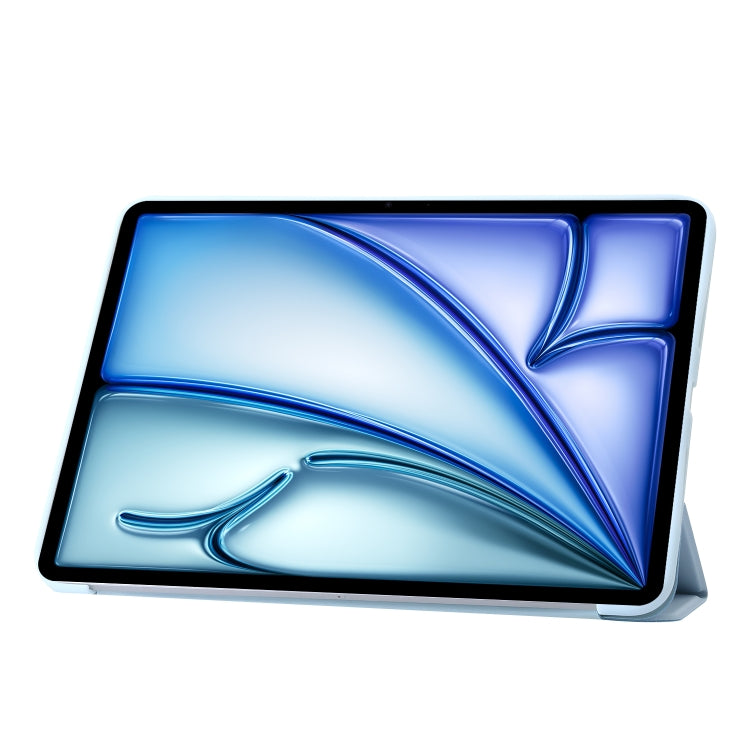 For iPad Air 11 2024 Three-fold Holder Flip Tablet Leather Case(Sky Blue)