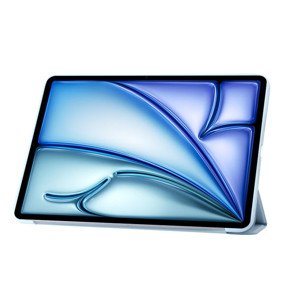 For iPad Air 11 2024 Three-fold Holder Flip Tablet Leather Case(Sky Blue)