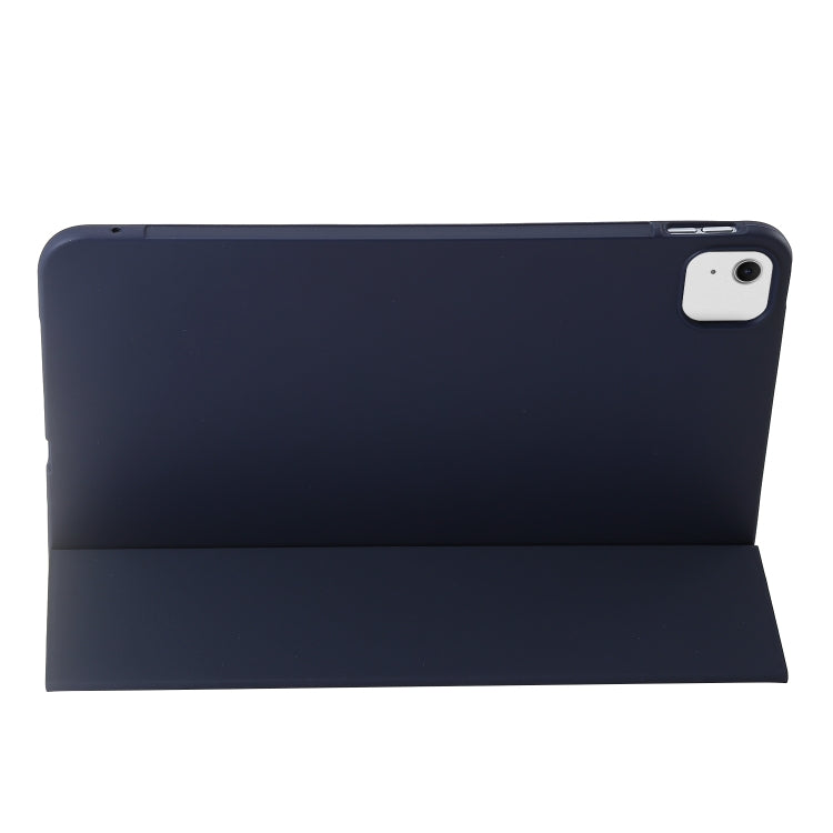 For iPad Air 11 2024 Three-fold Holder Flip Tablet Leather Case(Dark Blue)