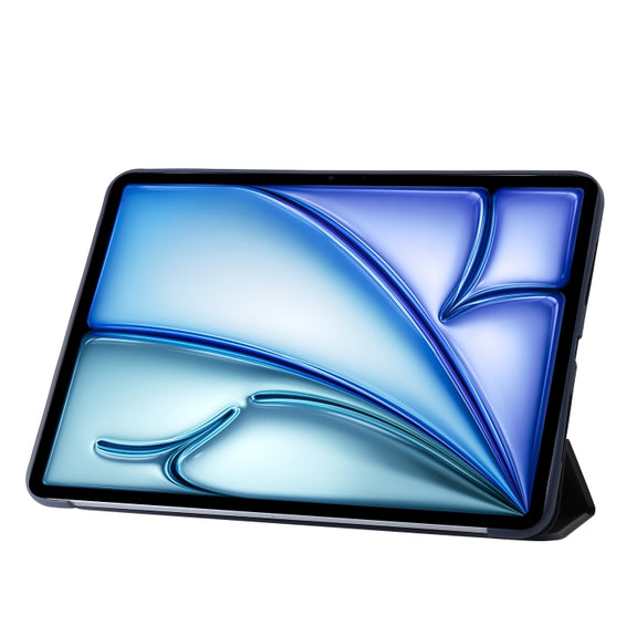 For iPad Air 11 2024 Three-fold Holder Flip Tablet Leather Case(Dark Blue)