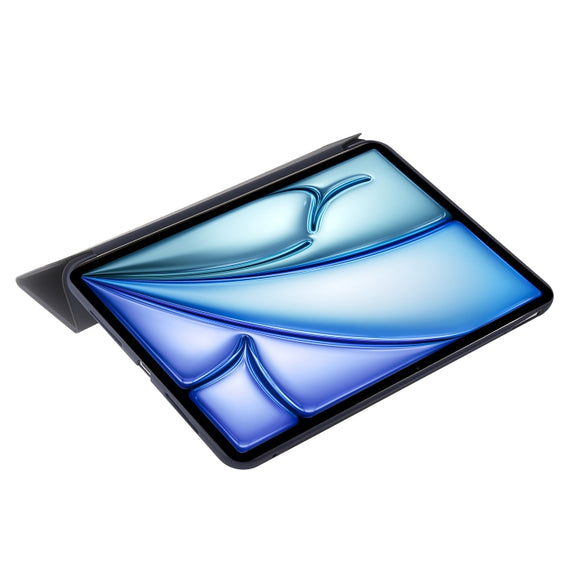 For iPad Air 11 2024 Three-fold Holder Flip Tablet Leather Case(Dark Blue)