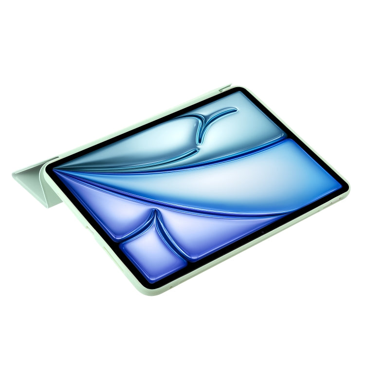 For iPad Air 11 2024 Three-fold Holder Flip Tablet Leather Case(Mint Green)