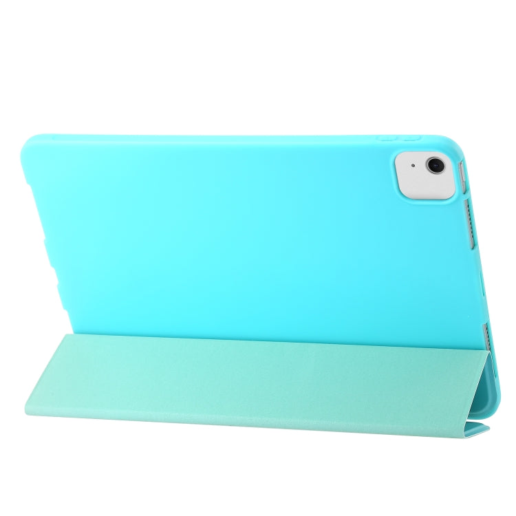For iPad Air 11 2025 / 2024 Three-fold Holder Flip Tablet Leather Case(Mint Blue)