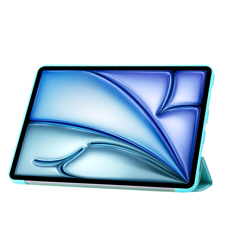 For iPad Air 11 2025 / 2024 Three-fold Holder Flip Tablet Leather Case(Mint Blue)