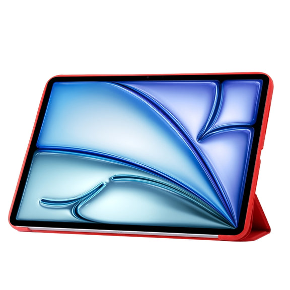 For iPad Air 11 2024 Three-fold Holder Flip Tablet Leather Case(Red)