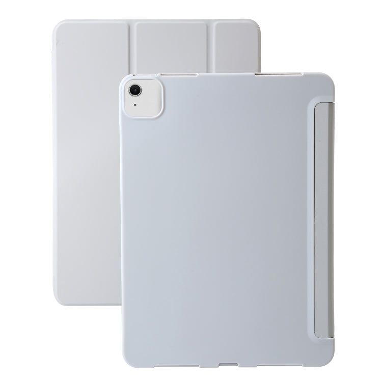 For iPad Air 11 2025 / 2024 Three-fold Holder Flip Tablet Leather Case(Grey)